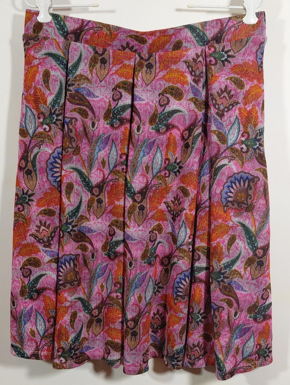 LuLaRoe Pink Floral Paisley Circle Skirt Size LG Elastic Waist Short